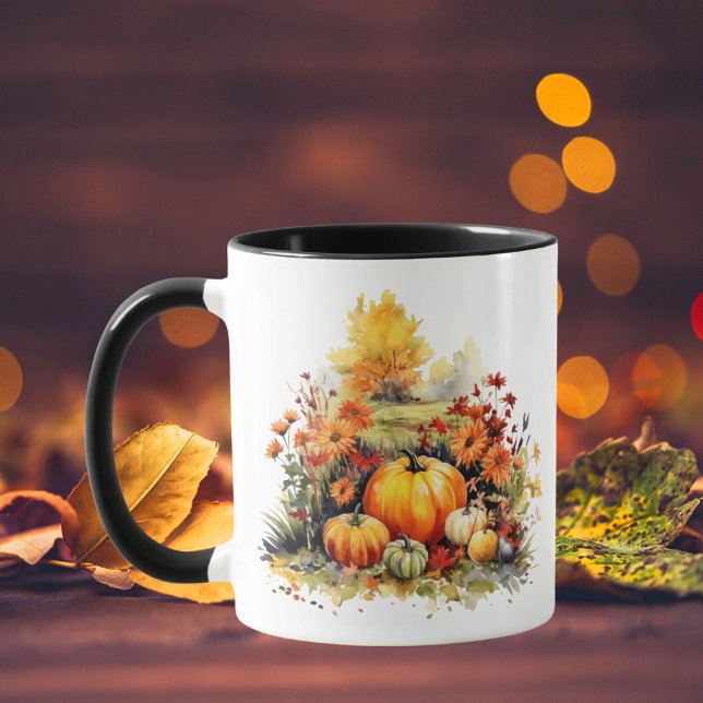 Wasserfarbenkürbis Herbst Florals Tasse (Von Creator hochgeladen)