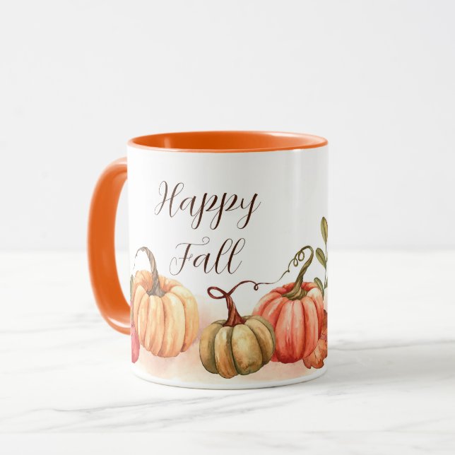 Wasserfarbenkürbis mit anpassbarem Text Tasse (Vorderseite Links)