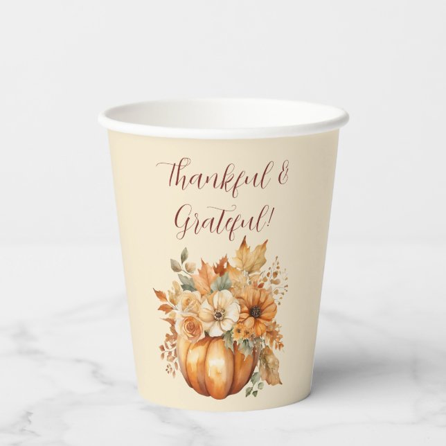 Wasserfarbenkürbis Pappbecher (Rückseite)