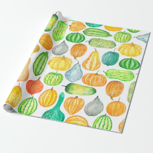 Wasserfarbenkürbis, Quetschnahtloses Muster Geschenkpapier