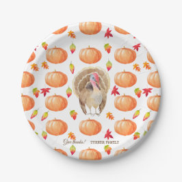 Wasserfarbenkürbis Türkei Pattern Erntedank Pappteller