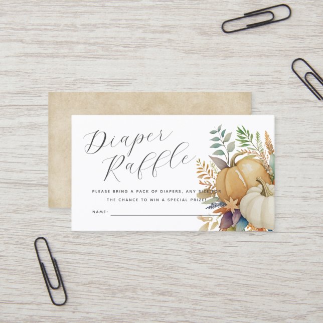 Wasserfarbenkürbis: Windelkarte Visitenkarte (Vorderseite/Rückseite Beispiel)