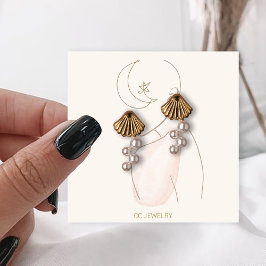 Wasserfarbenlady Handmade Schmuck Ohrringe Anzeige Quadratische Visitenkarte