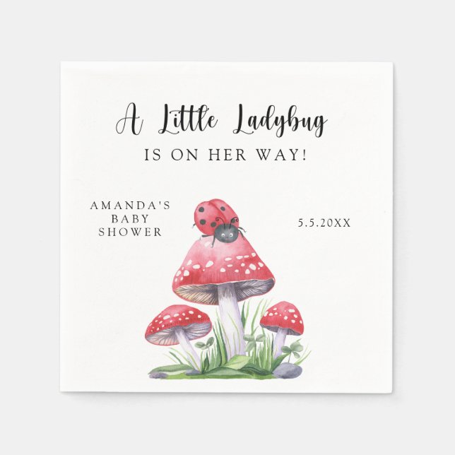 Wasserfarbenladybug ist auf dem Weg! Babydusche! Serviette (Vorderseite)