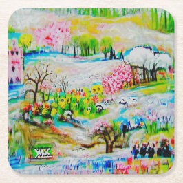 Wasserfarbenlandschaft 2 rechteckiger pappuntersetzer