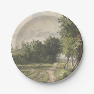 Wasserfarbenlandschaft des Weges - Konstanter Troy Pappteller