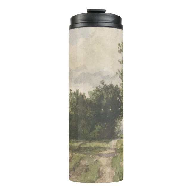 Wasserfarbenlandschaft des Weges - Konstanter Troy Thermosbecher (Vorderseite)