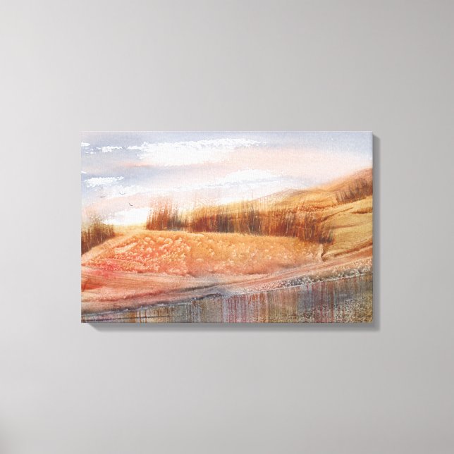 Wasserfarbenlandschaft ernten leinwanddruck (Vorderseite)