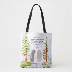 Wasserfarbenlandschaft mit 2 Girls-Mahnkreuzen Tasche