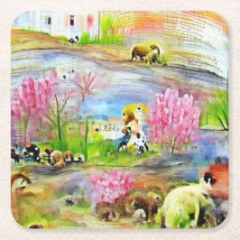 Wasserfarbenlandschaft Rechteckiger Pappuntersetzer