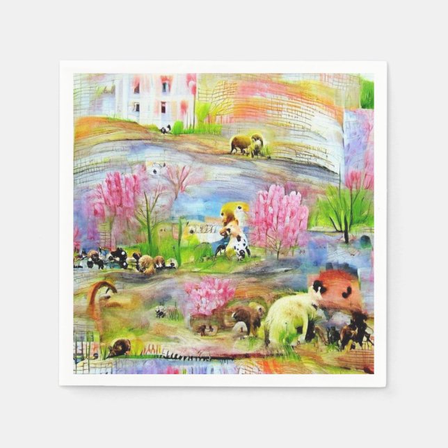 Wasserfarbenlandschaft Serviette (Vorderseite)