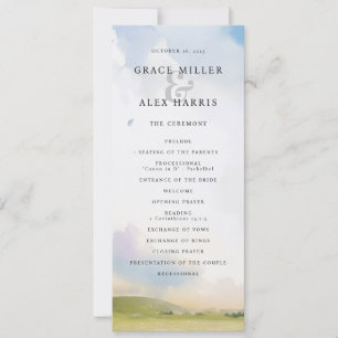 Wasserfarbenlandschaft Traumwolken Hochzeitsprogra Einladung