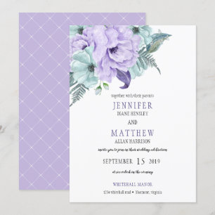 Wasserfarbenlavender Mint Lila Peonies Wedding Einladung
