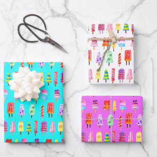 Wasserfarbenlederchen Handgemalte Regenbogen Geschenkpapier Set