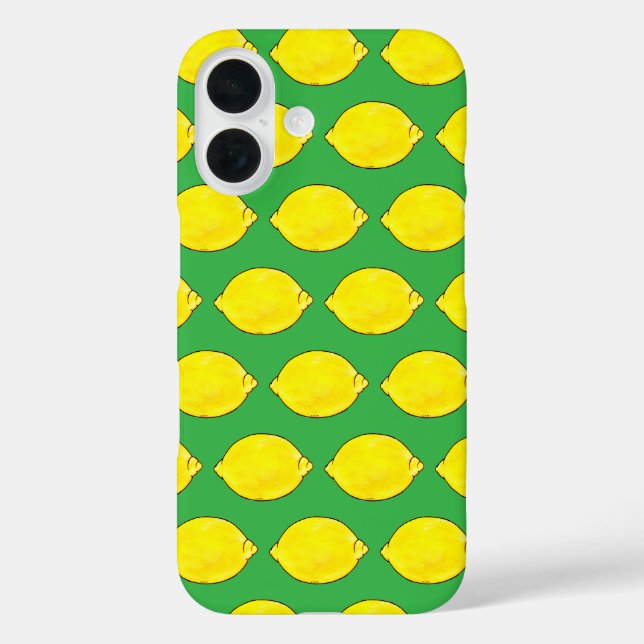 Wasserfarbenlemon in Grün iPhone 16 Hülle (Rückseite)