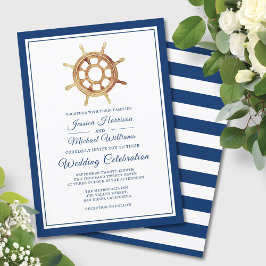 Wasserfarbenlenkrad-Hochzeiten von Wasserstreifen Einladung