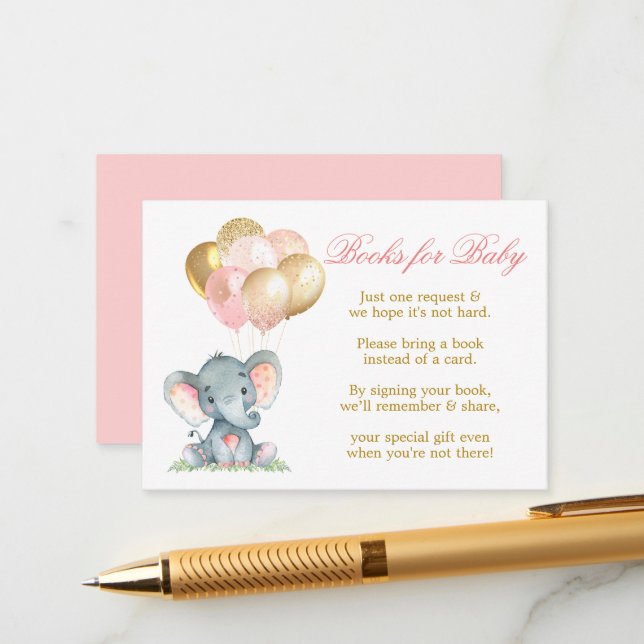 Wasserfarbenlephant Balloons Duschbücher für Baby Begleitkarte (Vorderseite/Rückseite Beispiel)