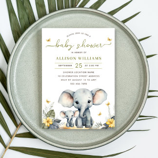 Wasserfarbenlephant Gender Neutral Baby Dusche Einladung