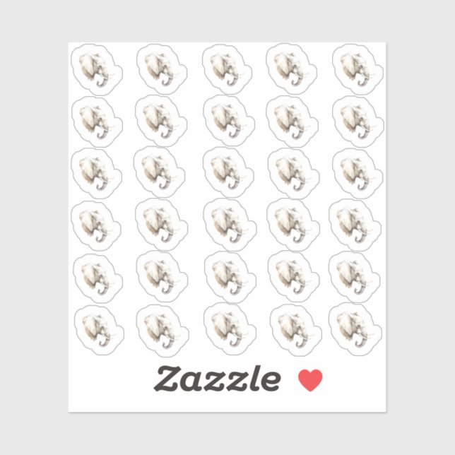 Wasserfarbenlephant Kopf Mini Sticker (Blatt)