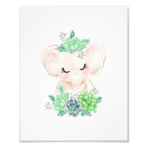 Wasserfarbenlephant mit Sukkulatur Foto drucken