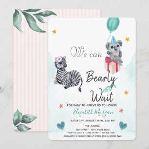 Wasserfarbenlephant, Zebrastreifen-Babydusche Einladung