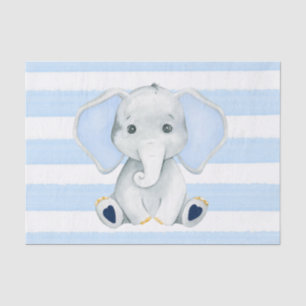 Wasserfarbenlephon mit Blauer Streifen Babydusche Seidenpapier