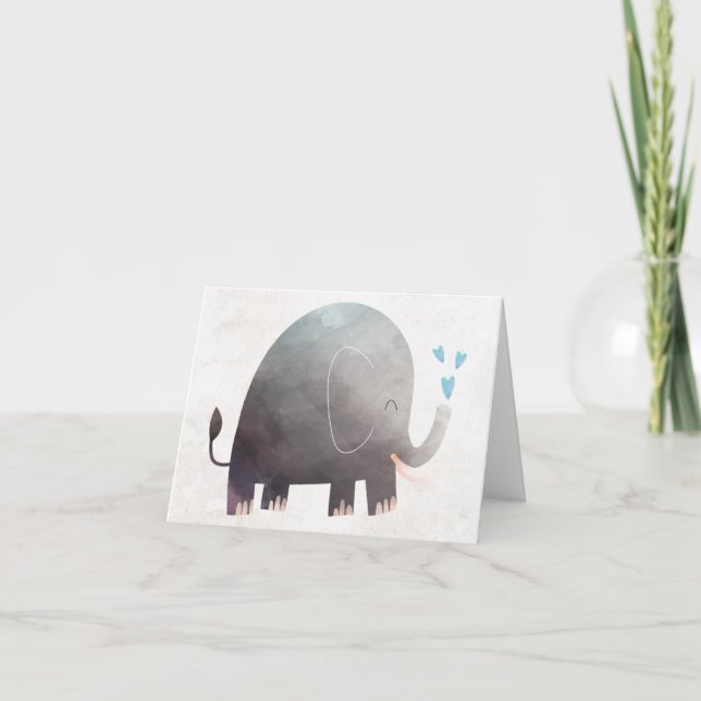 Wasserfarbenlephon Vielen Dank, dass Sie sich Kart Dankeskarte (Vorderseite)