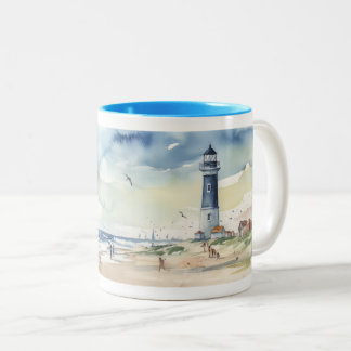 Wasserfarbenleuchte im Sommer Zweifarbige Tasse