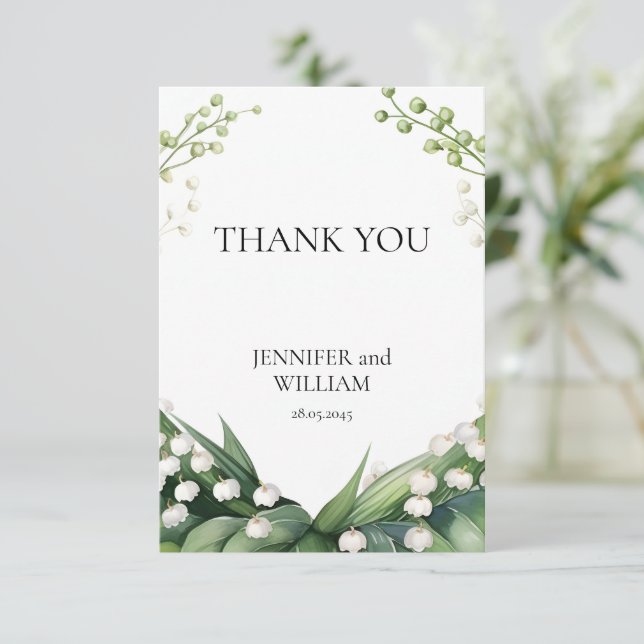 Wasserfarbenlilie der Hochzeit von Bridal Dankeskarte (Stehend Vorderseite)