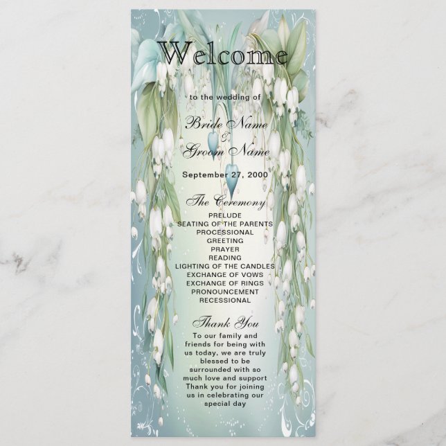 Wasserfarbenlilie des Hochzeitsprogramms für das T Programm (Vorderseite)