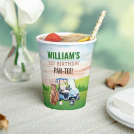 Wasserfarbenloch in einem Golf 1. Geburtstag Pappbecher