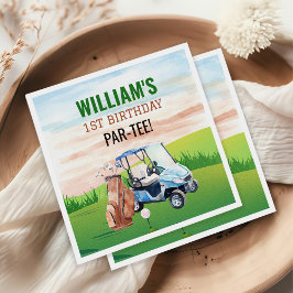 Wasserfarbenloch in einem Golf 1. Geburtstag Serviette