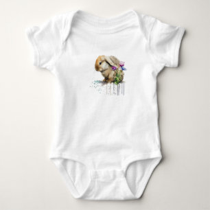 Wasserfarbenlope Bunny Rabbit mit Blume Baby Strampler