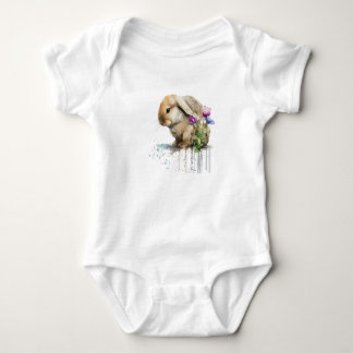 Wasserfarbenlope Bunny Rabbit mit Blume Baby Strampler