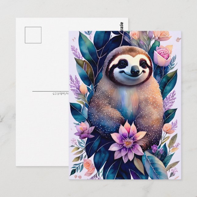 Wasserfarbenlot, Wild, Postkreuzung Postkarte (Vorne/Hinten)