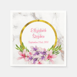 Wasserfarbenmagnolien, Hochzeit mit weißem Marmor Serviette