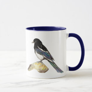 Wasserfarbenmagpie, Vogel, Natur, Wildnis, Garten Tasse