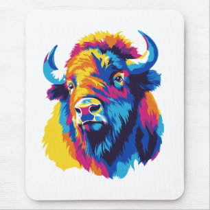 Wasserfarbenmalerei Bisonporträt-Illustration Mousepad