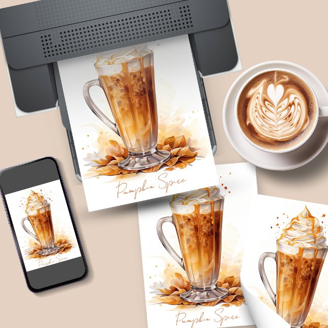 Wasserfarbenmalerei Pumpkin Gewürz Kunst Poster (Pumpkin Spice Watercolor Painting Art Downloadable Poster)