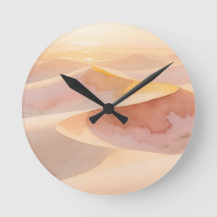 Wasserfarbenmalerei Wüsten-Sonnenuntergang-Dünen Runde Wanduhr