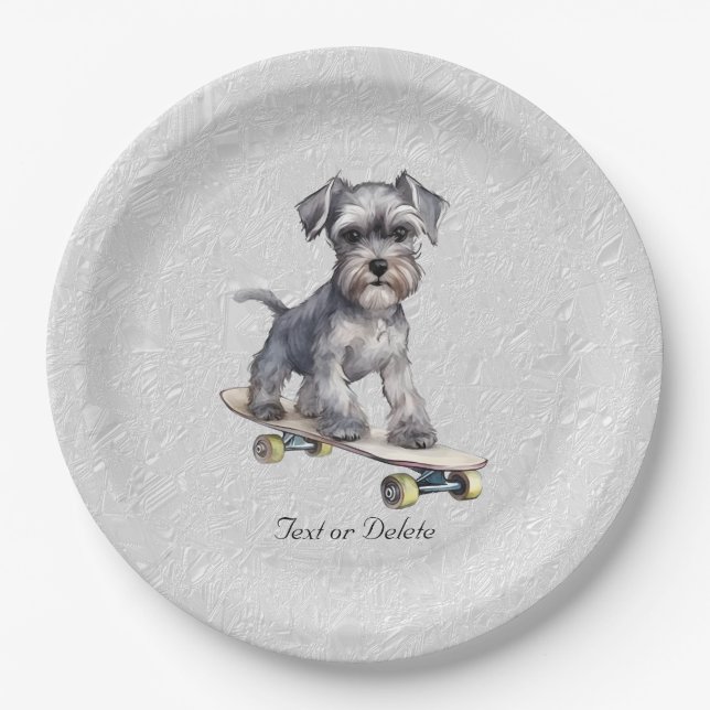 Wasserfarbenminiatur Schnauzer Papierplatte Pappteller (Vorderseite)