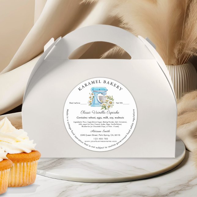 Wasserfarbenmischung Daisy Label Hütte Bäckerei Runder Aufkleber (Von Creator hochgeladen)