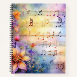 WASSERFARBENMUSIK MIT FARBEN BLUME NOTIZBUCH