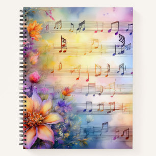 WASSERFARBENMUSIK MIT FARBEN BLUME NOTIZBUCH