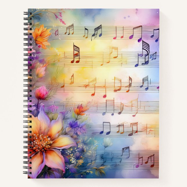 WASSERFARBENMUSIK MIT FARBEN BLUME NOTIZBUCH (Vorderseite)