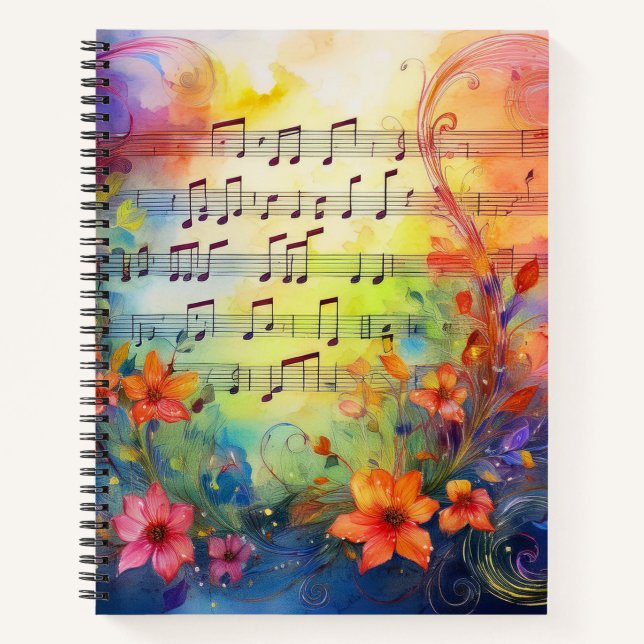 WASSERFARBENMUSIK MIT FARBEN BLUME NOTIZBUCH (Vorderseite)