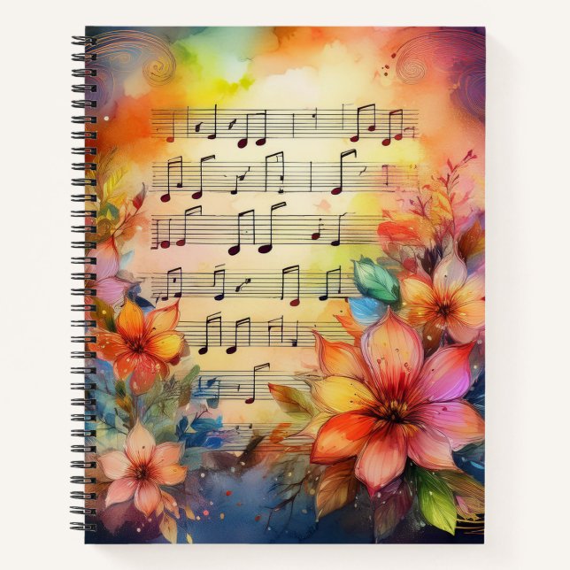 WASSERFARBENMUSIK MIT FARBEN BLUME NOTIZBUCH (Vorderseite)