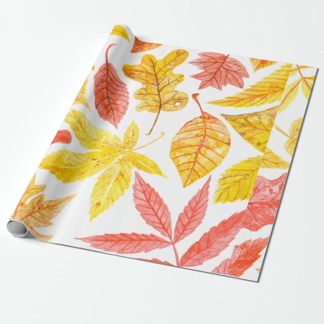 Wasserfarbenmuster aus verschiedenen bunten Herbst Geschenkpapier (Ungerollt)