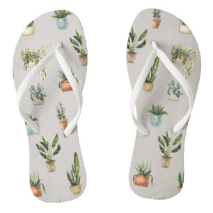 Wasserfarbenmuster der Pflanze Flip Flops