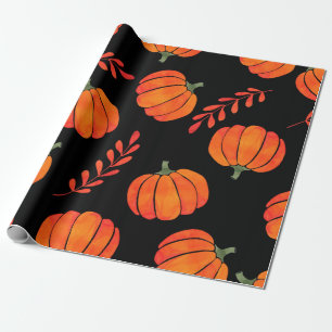 Wasserfarbenmuster mit orangefarbenen Kürbis Geschenkpapier